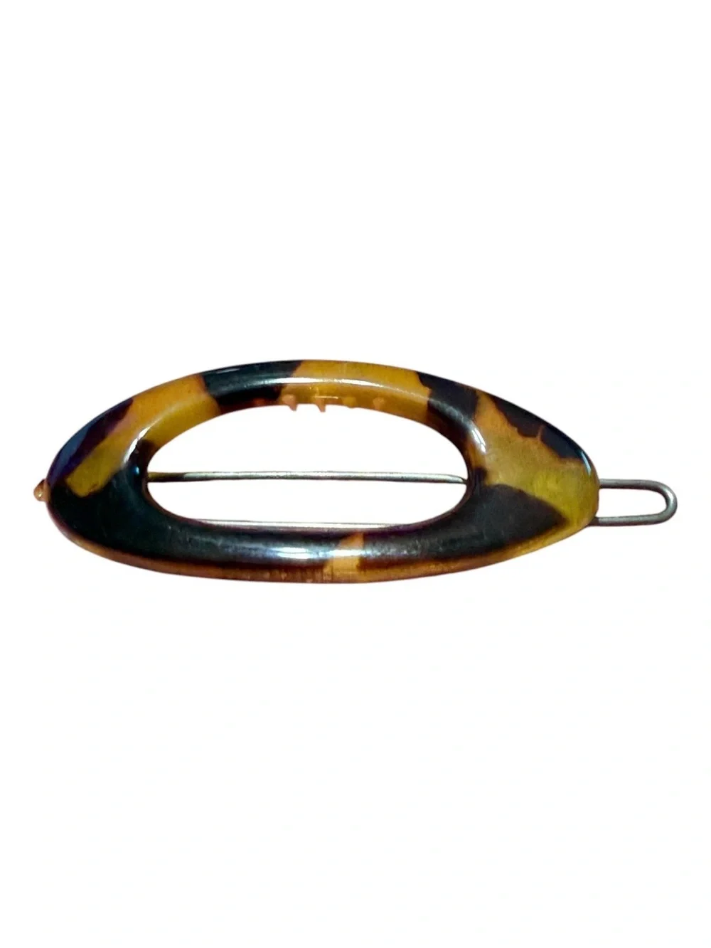 1960’s Vintage Tortoiseshell Oval French Hair Barrette Clip, Deadstock Unworn